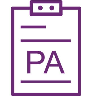 Showing a graphic of a medical chart with the english letters PA embedded in the icon.